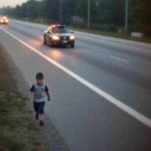 A police officer noticed a little boy—no older than three—wandering by himself along the edge